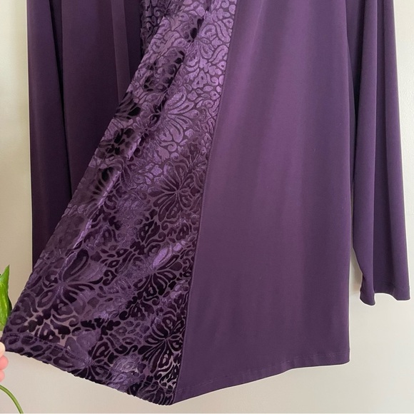 Christopher & Banks 2pc Purple Open Front Velvet Trim Cardigan & Tank Si… - Picture 4 of 10
